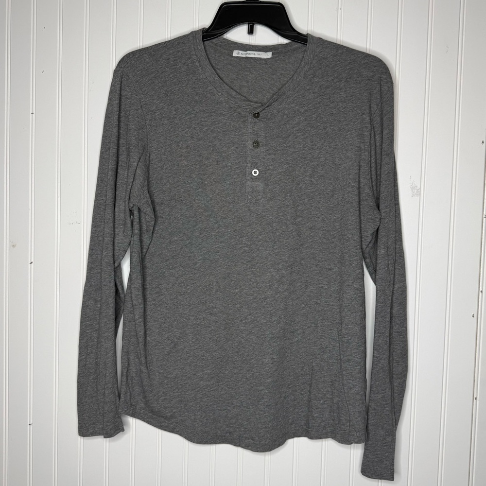 Alternative Apparel Made in Peru Cotton Long Sleeve Henley Size Large